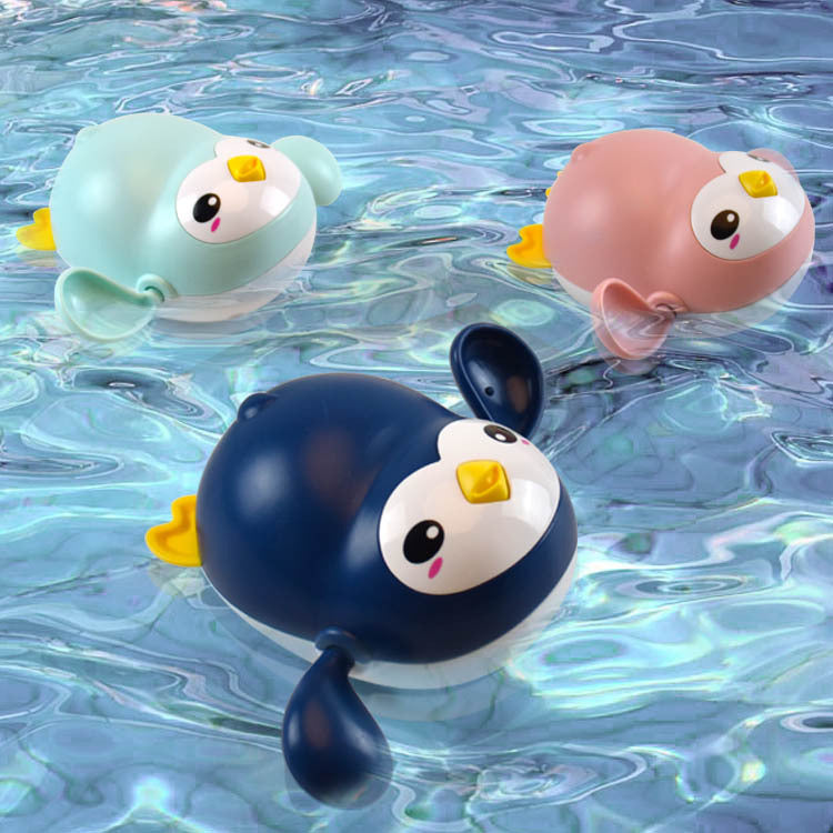 Kawaii Baby Bath Toy – Wind-Up Swimming Penguin Set