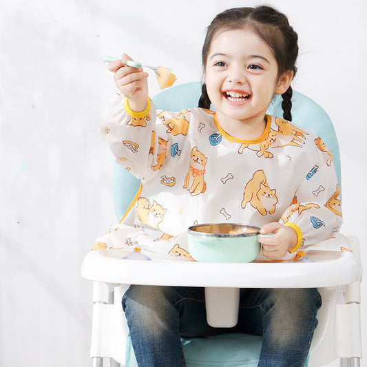 Waterproof Short Sleeve Baby Bib – Anti-Fouling with Food Catcher Pocket