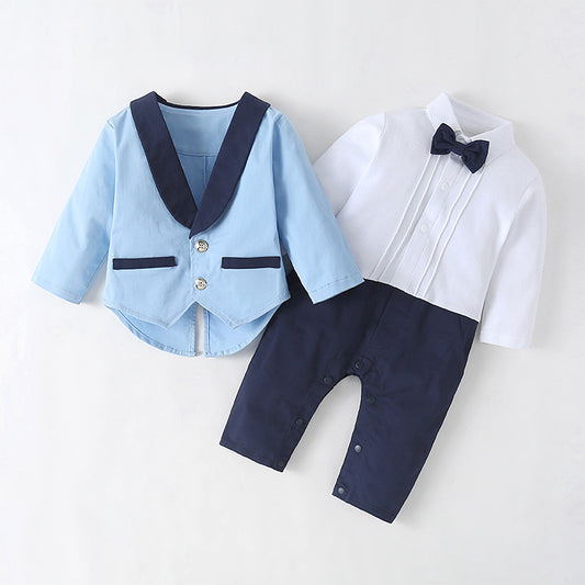 Baby Boy Gentleman Suit – Long Sleeve Tuxedo Outfit with Jacket (2-Piece Set)