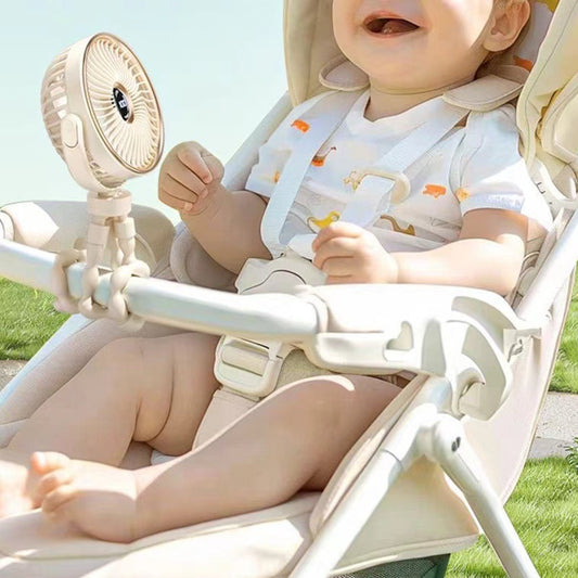 Stroller Octopus Handheld Fan – Digital Display & Flexible Outdoor Cooling