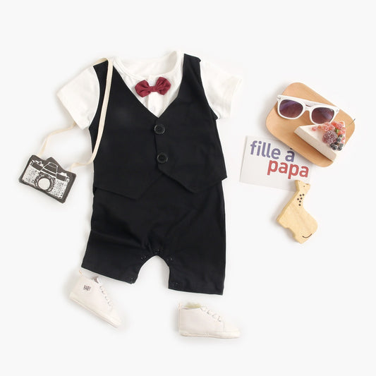 Gentleman Baby Romper Suit – Short Sleeve Outfit for Boys