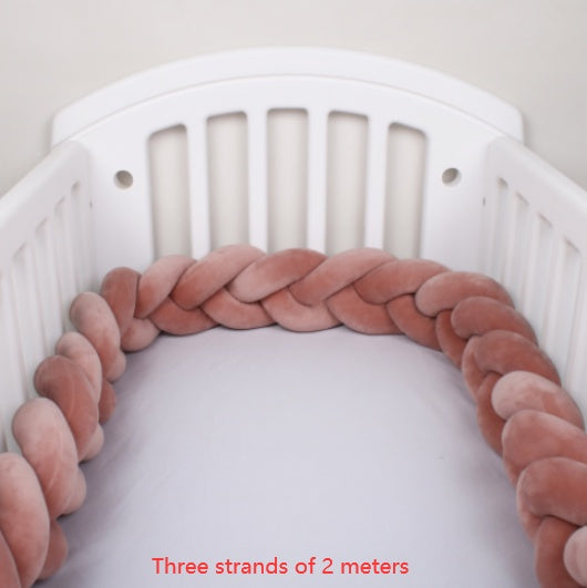 Braided Crib Bumper with Long Knot Balls – 3-Strand Decorative Baby Guard