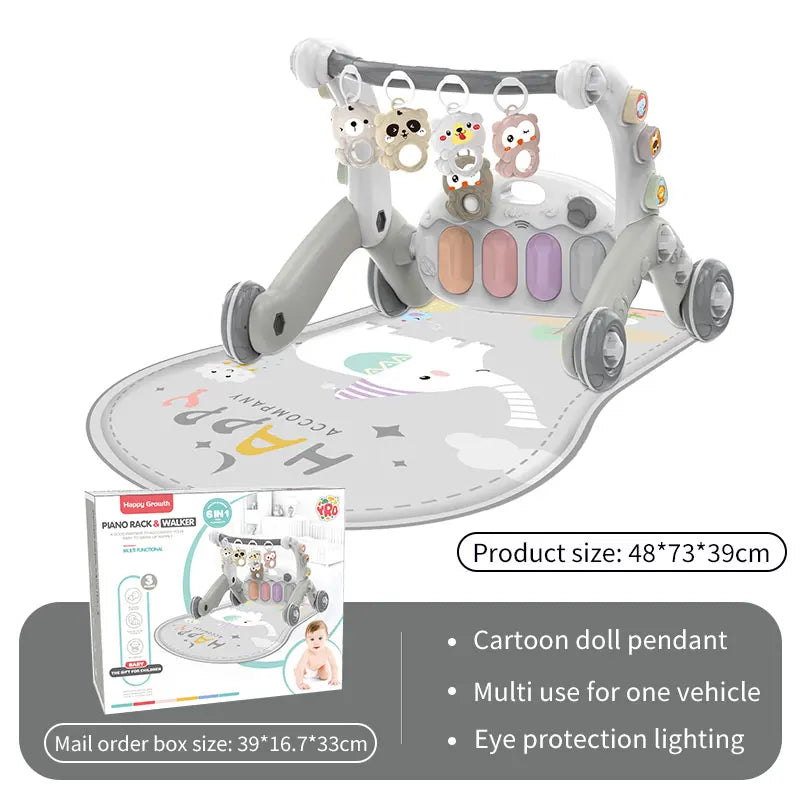 2-in-1 Baby Walker – Music & Light Fitness Frame with Pedal Piano for Early Learning
