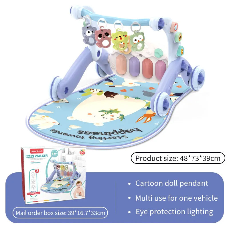 2-in-1 Baby Walker – Music & Light Fitness Frame with Pedal Piano for Early Learning