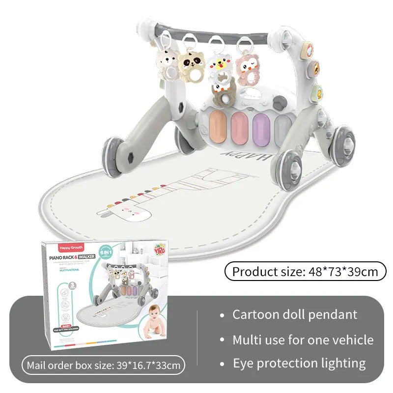 2-in-1 Baby Walker – Music & Light Fitness Frame with Pedal Piano for Early Learning