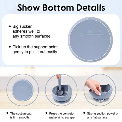 TYRY.HU Silicone Baby Plate – Cartoon Suction Bowl for Toddler Feeding