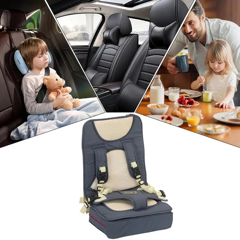 Portable Booster Car Seat – Safety Belt Design for Kids Dining Chair & Shopping Cart Mat