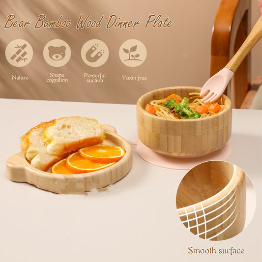 Baby Bamboo Bear Bowl – Suction Training Bowl for Complementary Feeding