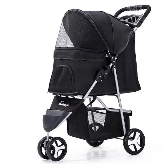 3-Wheel Lightweight Folding Pet Stroller – Travel Trolley for Dogs & Cats