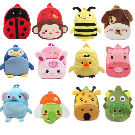 Lovable Cartoon Plush Baby Bag with Anti-Lost Traction Rope – Small Backpack for Boys & Girls